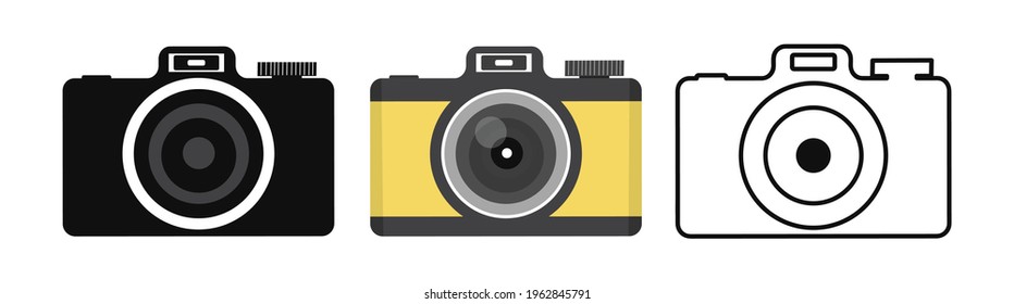 Camera icon in flat style set eps10