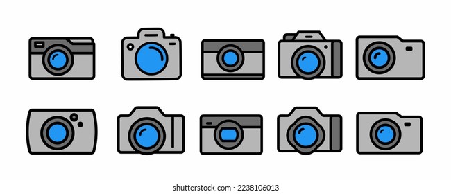 Camera icon in flat style. Stock vector.