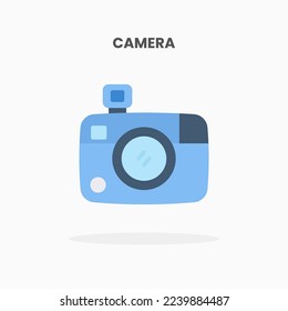 Icono de cámara plano. Ilustración vectorial sobre fondo blanco. Se puede usar para web, app, producto digital, presentación, interfaz de usuario y muchos más.