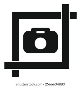 Camera icon is framing a target, representing the act of focusing for a perfect shot