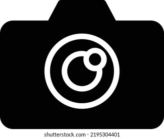 Camera Icon With Glyph Style, Entertainment Sign And Symbol Isolated On White Background