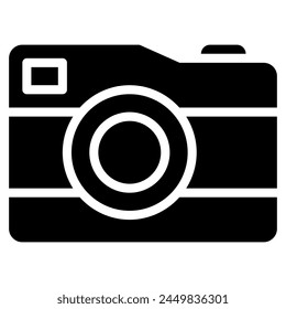 icono de la cámara estilo glifo, conveniente para el Web y el App móvil.