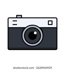 Camera icon graphic symbol. Photography media recording tool