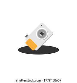 Camera icon gray to orange with shadow on white background. Vector EPS10