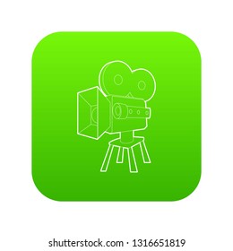 Camera icon green vector isolated on white background