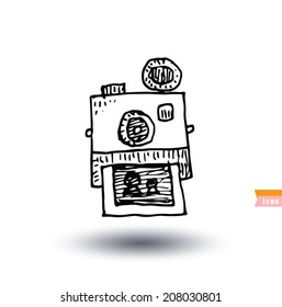 camera icon, hand drawn illustration.   