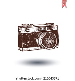 camera icon, hand drawn illustration.   