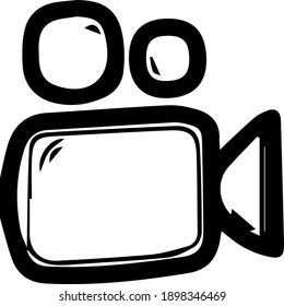 Camera icon hand drawn on white paper