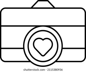 Camera Icon. Happy Valentine's day signs and symbols. Love, couple, relationship, dating, wedding, holiday, romantic amour theme.