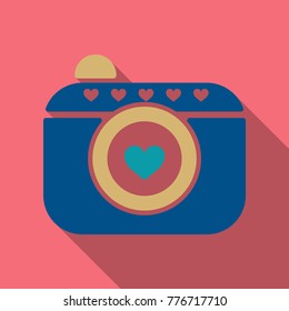 camera icon with heart in circle with shadow
