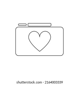 Camera icon with the heart of the lens. Outline illustration. Photography concept.