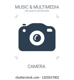 camera icon. high quality filled camera icon on white background. from music multimedia collection flat trendy vector camera symbol. use for web and mobile