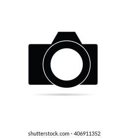 camera icon illustration in black color