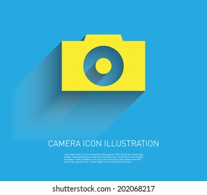 Camera icon illustration with flat design. Clean and modern style