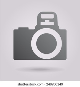 Camera icon. The illustration on gray background