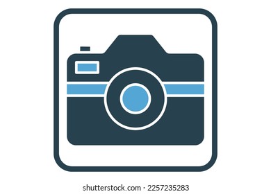 Camera icon illustration. icon related to tourism, travel. Solid icon style. Simple vector design editable