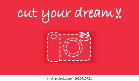 The camera icon with the inscription "Cut your dream" is perfect for sending promotional codes to your online store.