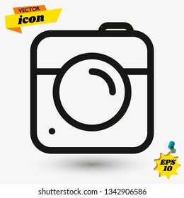 Camera Icon in instagram flat style isolated on grey background. Camera symbol for your web site design, logo, app, UI. Vector illustration, EPS10