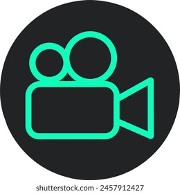 camera icon isolated bright black background,videographer symbol concept.vector illustration