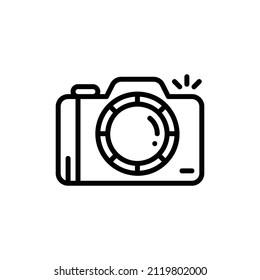  camera icon, isolated gadget outline icon in light grey background, perfect for website, blog, logo, graphic design, social media, UI, mobile app, EPS 10 vector illustration