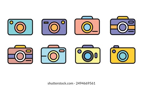 Camera icon isolated on abstract background. Camera icon set. photo camera icon. camera photography icon. . Vector flat illustration on white background.