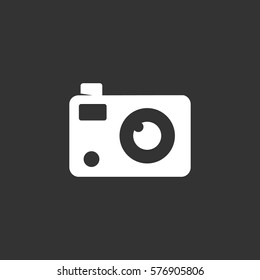 Camera icon isolated on black background. Camera vector logo. Flat design style. Modern vector pictogram for web graphics - stock vector