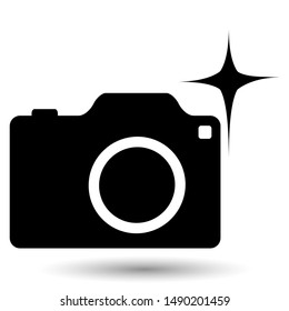 Icono de cámara aislado en un fondo blanco.