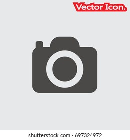 Camera icon isolated sign symbol and flat style for app, web and digital design. Vector illustration.