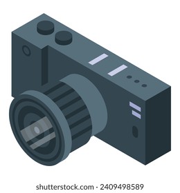 Camera icon isometric vector. Movie clip. Online media
