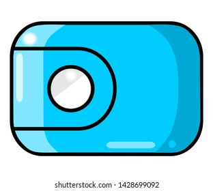 Camera icon. Lens icon. blue camera. Pocket camera. flat illustration of camera vector icon for web