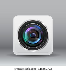 Camera icon lens. Vector