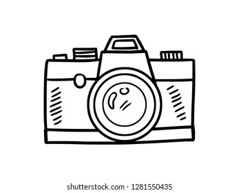 camera icon, line art design, camera vector illustration