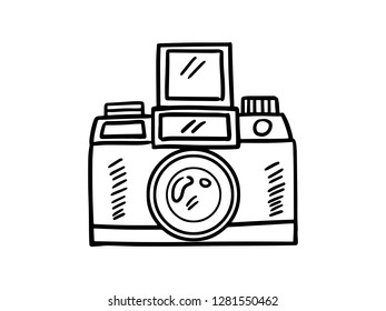 camera icon, line art design, camera vector illustration