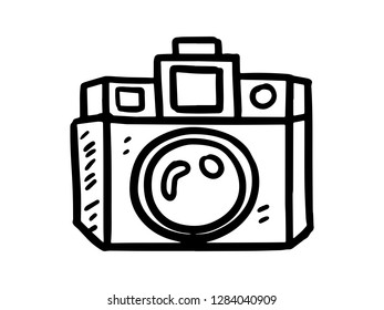 camera icon, line art design, camera vector illustration, hand drawn
