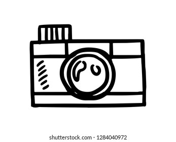 camera icon, line art design, camera vector illustration, hand drawn