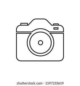 Camera icon with line art style. Isolated photo camera symbol. Vector illustration.