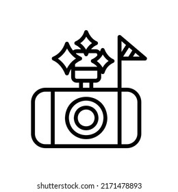 Camera Icon. Line Art Style Design Isolated On White Background