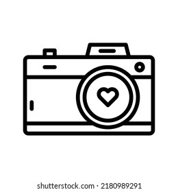 Camera Icon. Line Art Style Design Isolated On White Background