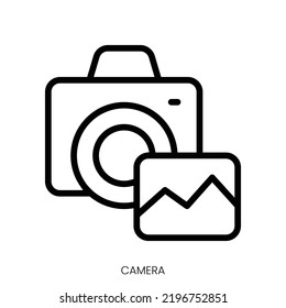 camera icon. Line Art Style Design Isolated On White Background