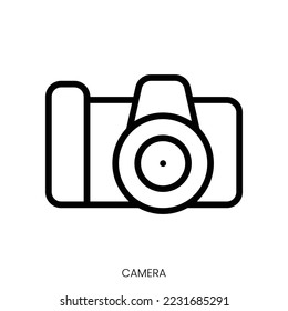 camera icon. Line Art Style Design Isolated On White Background