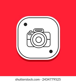 Camera icon line in flat. Stock vector.