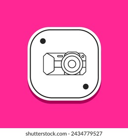 Camera icon line in flat. Stock vector.