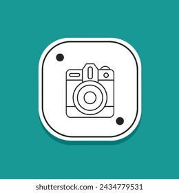 Camera icon line in flat. Stock vector.