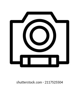Estilo de línea de icono de cámara con fondo blanco. útil para diseño web, logotipo, aplicación, interfaz de usuario, ilustración vectorial y otros