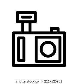 Estilo de línea de icono de cámara con fondo blanco. útil para diseño web, logotipo, aplicación, interfaz de usuario, ilustración vectorial y otros