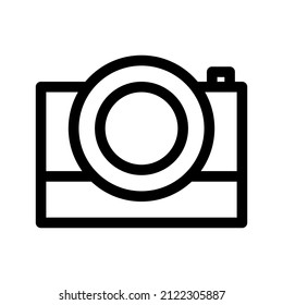 Estilo de línea de icono de cámara con fondo blanco. útil para diseño web, logotipo, aplicación, interfaz de usuario, ilustración vectorial y otros