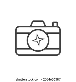 Línea de iconos de cámara, cámara digital fotográfica de vector