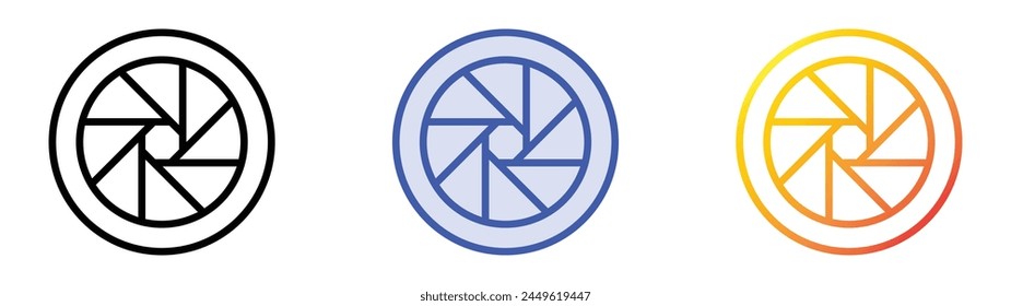 camera icon. Linear, Blue Fill and Gradient Style Design Isolated On White Background