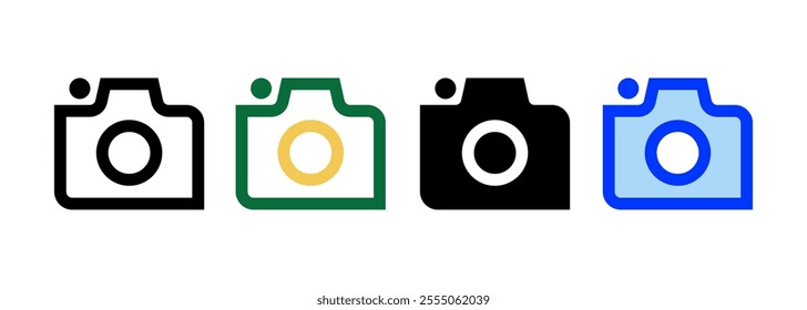 Camera Icon. linear style sign for mobile concept and web design. Outline vector icon. Symbol, logo illustration. Vector