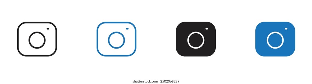 Camera icon linear thin line icon graphics set